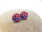 Preview: pinke Blumen 3D Holz Scheiben Ohrstecker flower